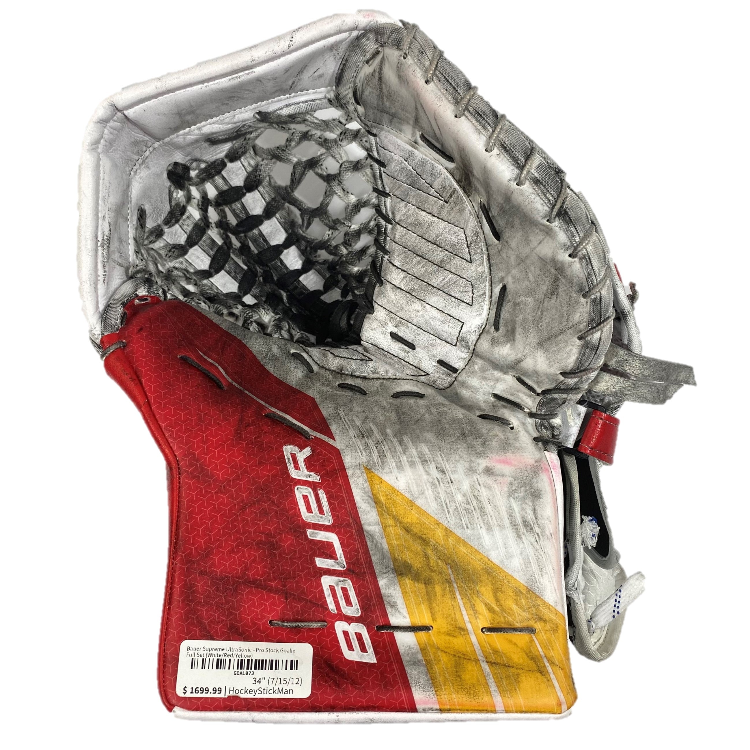 Bauer Supreme 2S pro - Gant de gardien Pro Stock d'occasion (blanc/rouge/jaune)